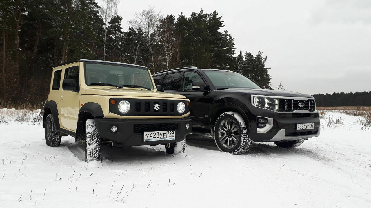 Разноклассные: тест-драйв Suzuki Jimny против Kia Mohave - АвтоВзгляд